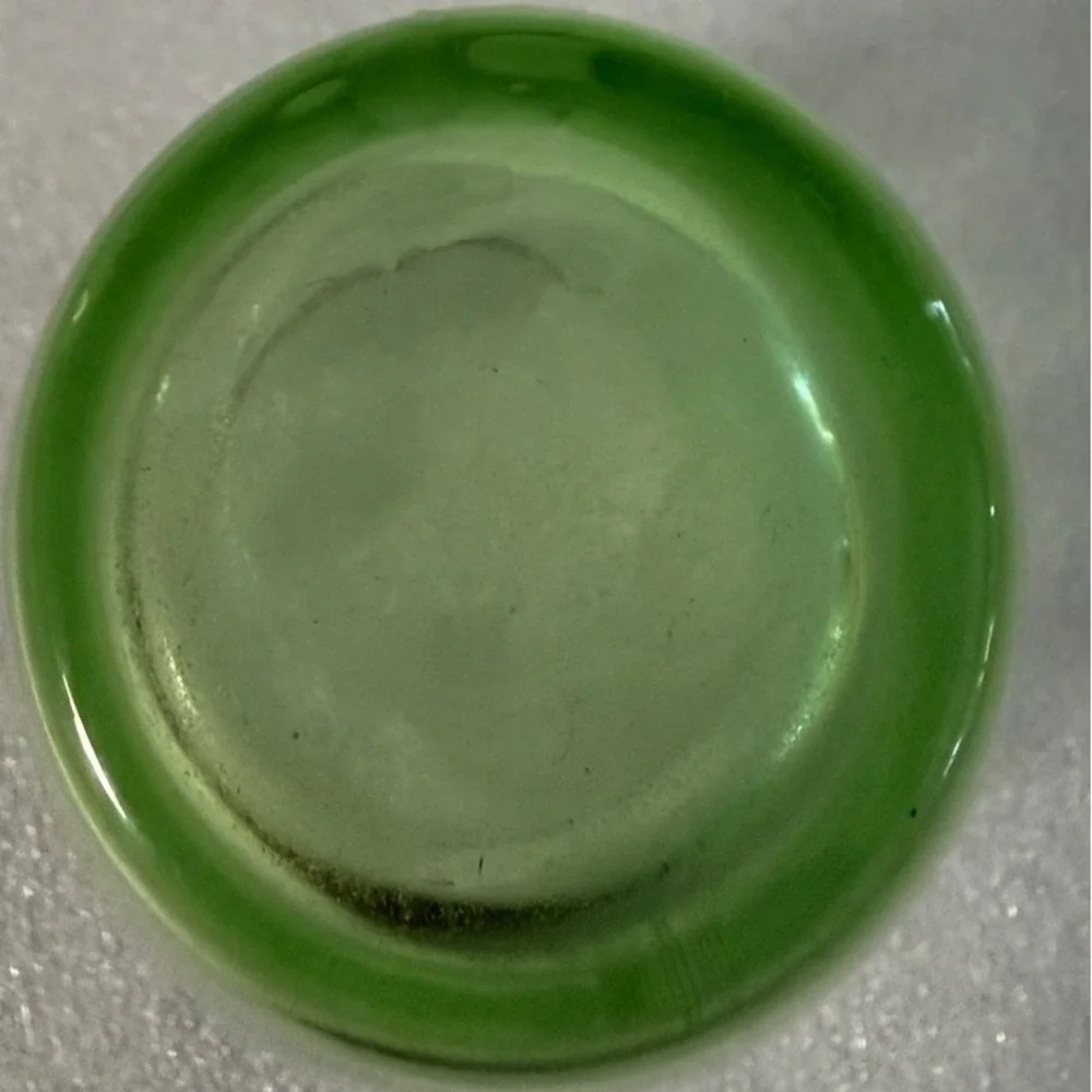 Uranium Glass Cordial Shot Glass Etched Floral UV Glow 2.75